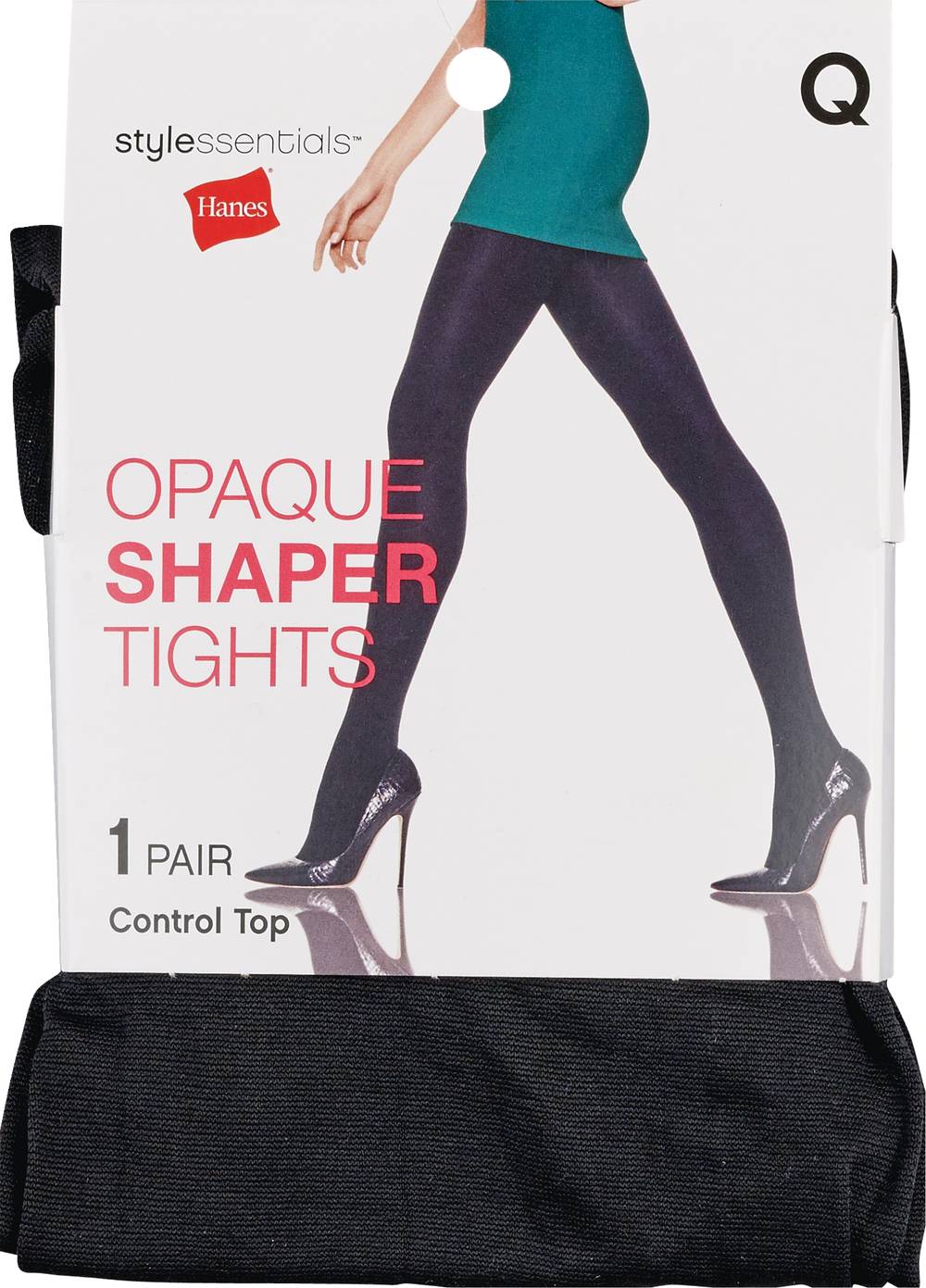 Style Essentials By Hanes Tights Shaper, Opaque Black, L/XL