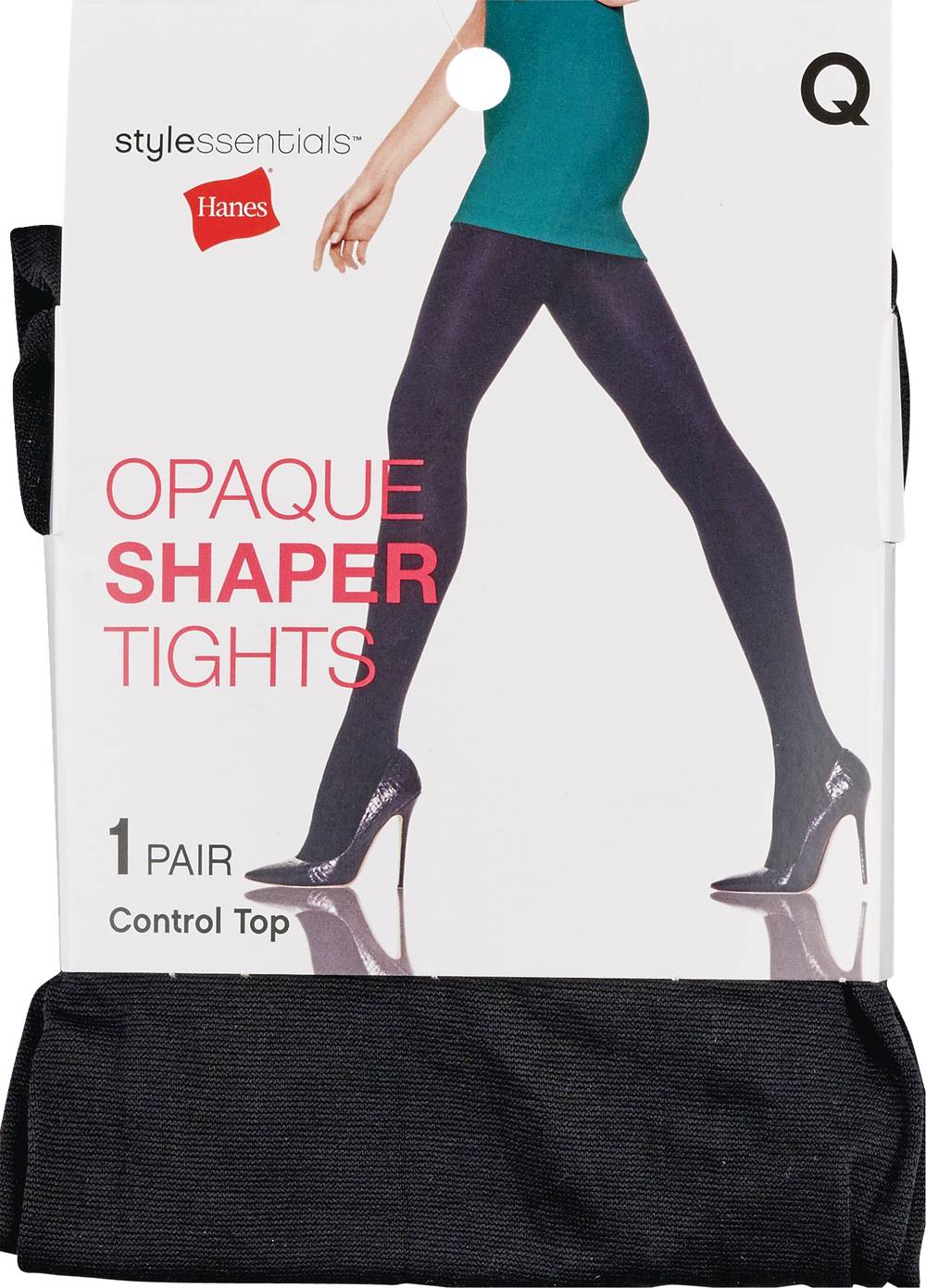 Style Essentials By Hanes Tights Shaper, Opaque Black, L/Xl