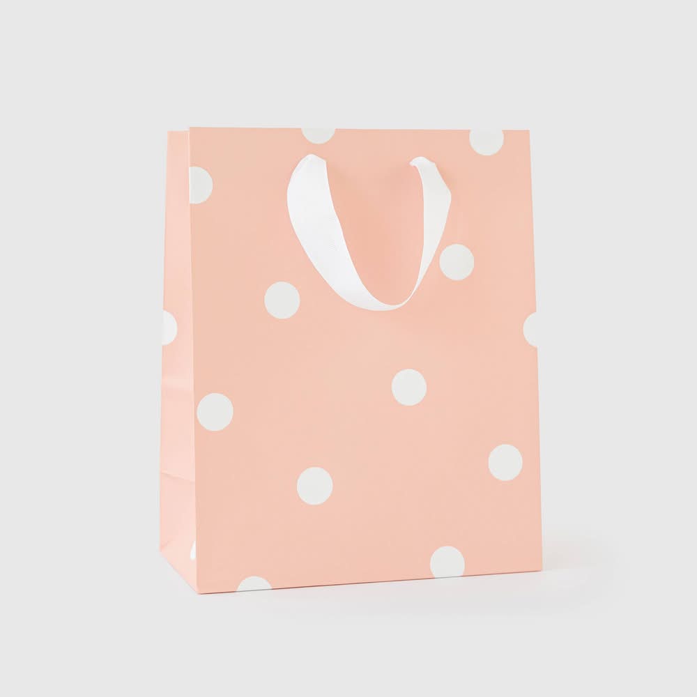 Sugar Paper Small Gift Bag Pink With White Dot