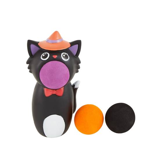 Thrills & Chills™ Halloween Vinyl Cat Squeeze & Ball Launcher Dog Toy (Color: Black)