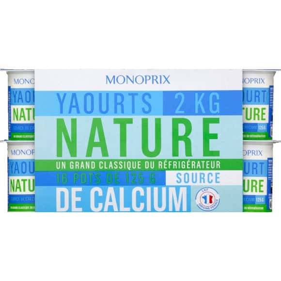 Monoprix Yaourt Nature Les 16 Pots De 125 G