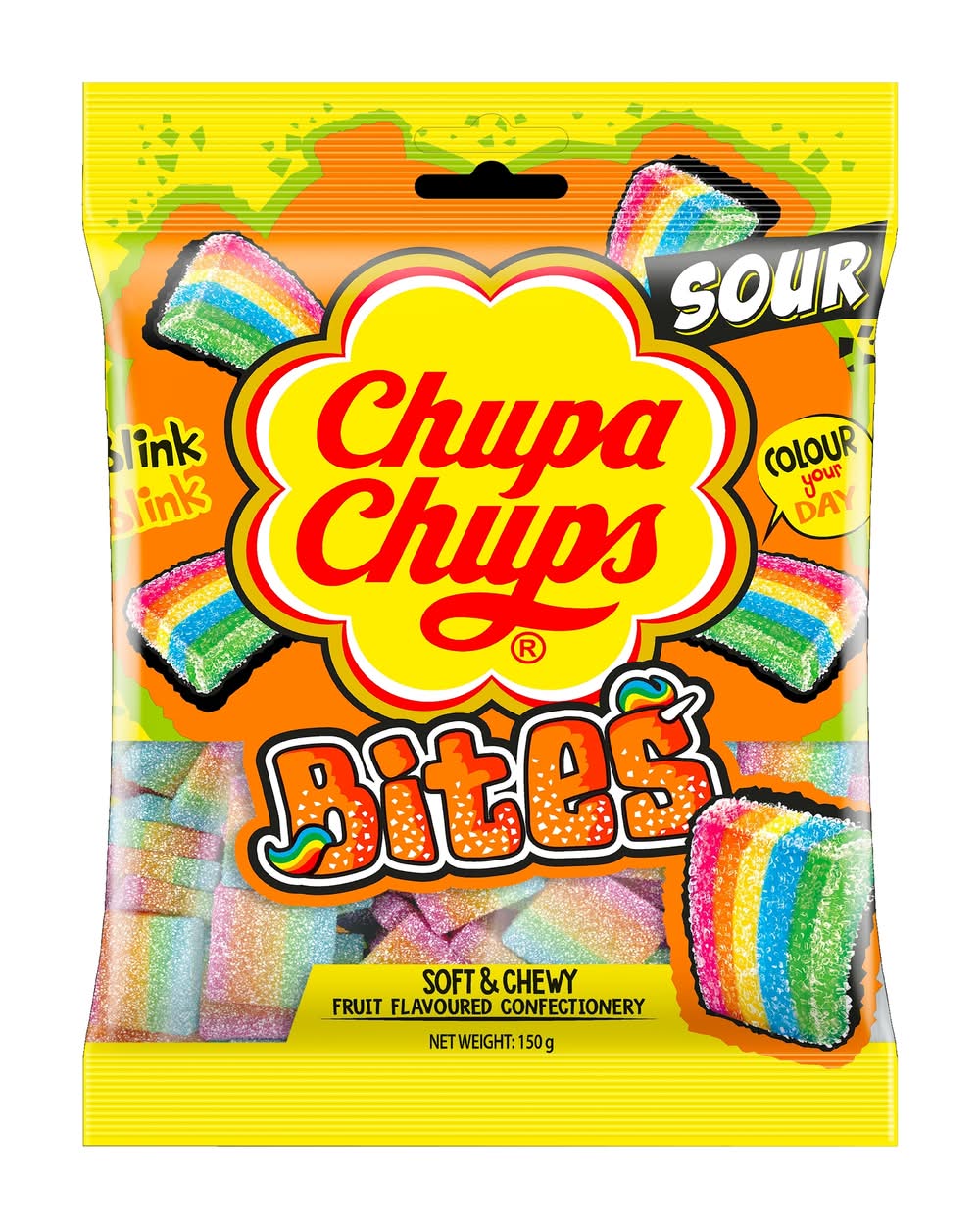Chupa Chups Soft & Chewy Sour Bites Candy, Fruit (150g)