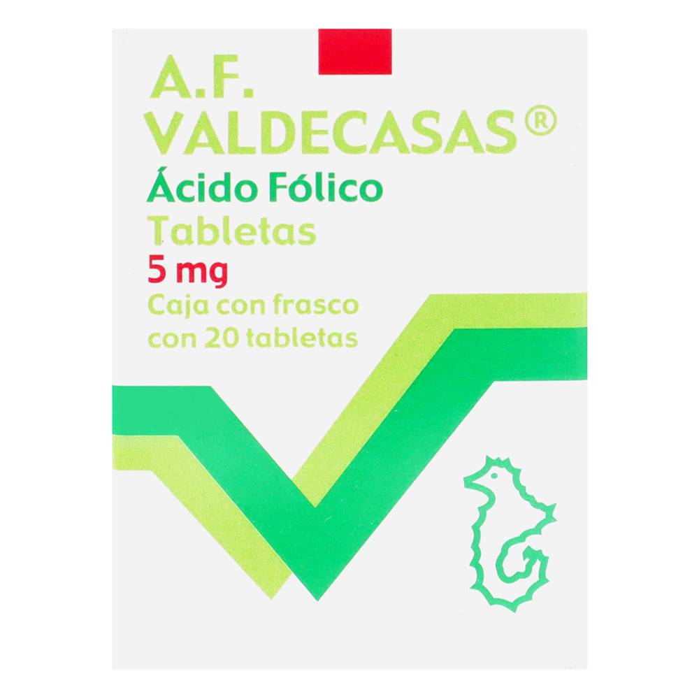 A.F. Valdecasas · Tabletas de ácido fólico 5 mg (20 un)