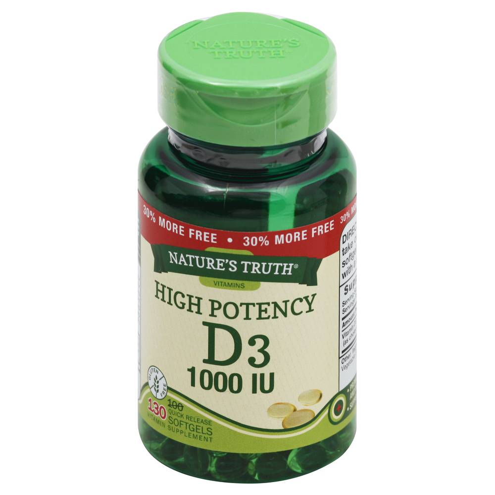 Nature's Truth High Potency Vitamin D3 1000 Iu Gluten Free (130 softgels)