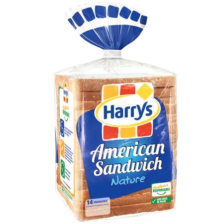 Pain de mie american sandwich nature grandes tranches  HARRYS - le paquet de 14 tranches - 550 g