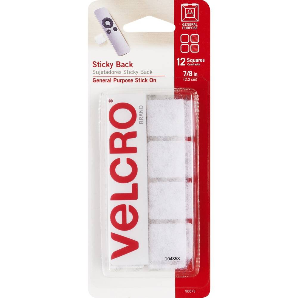 Velcro Sticky White Back Squares (12 ct)