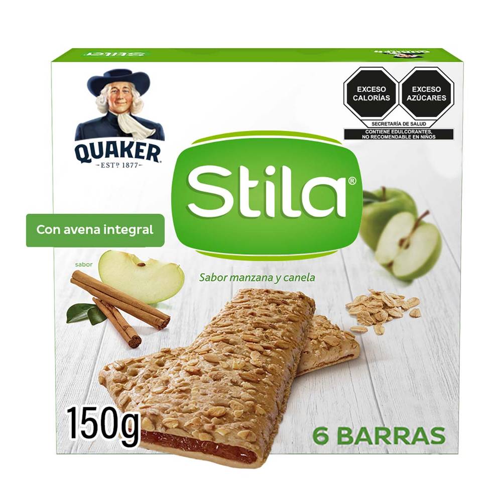 Quaker barras sabor manzana y canela stila (caja 6 x 25 g)