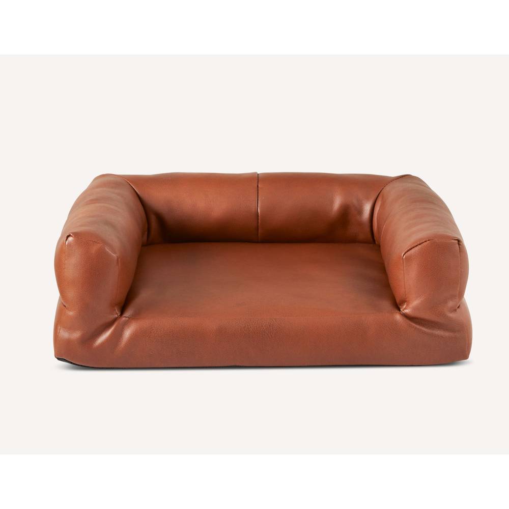 NATE & JEREMIAH Faux Leather Couch Pet Bed (25\"L x 19\"w x 7.5\"h/ brown)