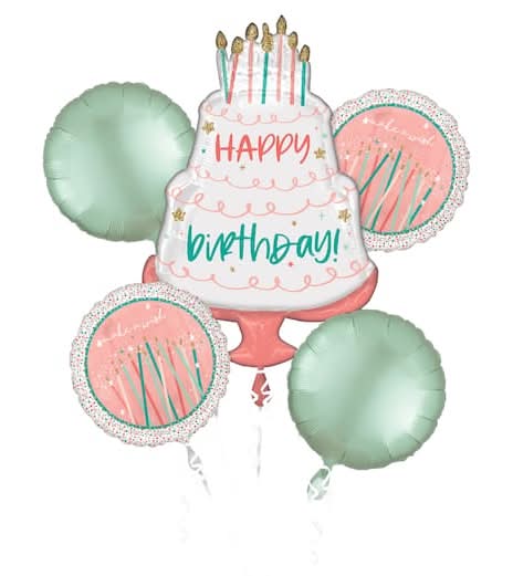 Inflated Happy Birthday Cake Balloon Bouquet