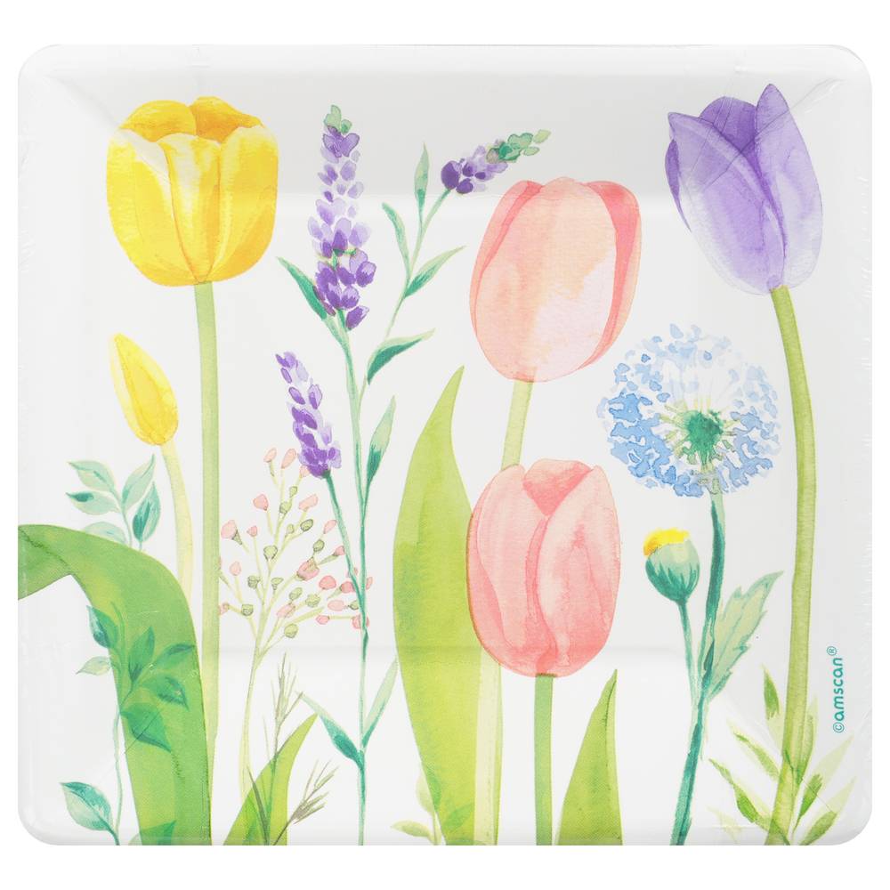 Amscan 7 Inch Tulip Garden Plates (8 ct)