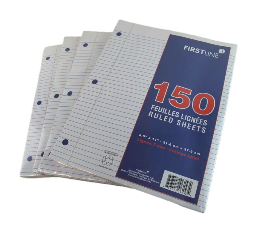 Firstline feuilles lignées (150 unités) (21.3 cm x 27.6 cm)