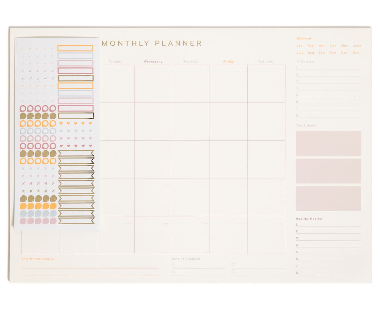 Les Produits U Undated Month Desk Pad - Mottled Dye