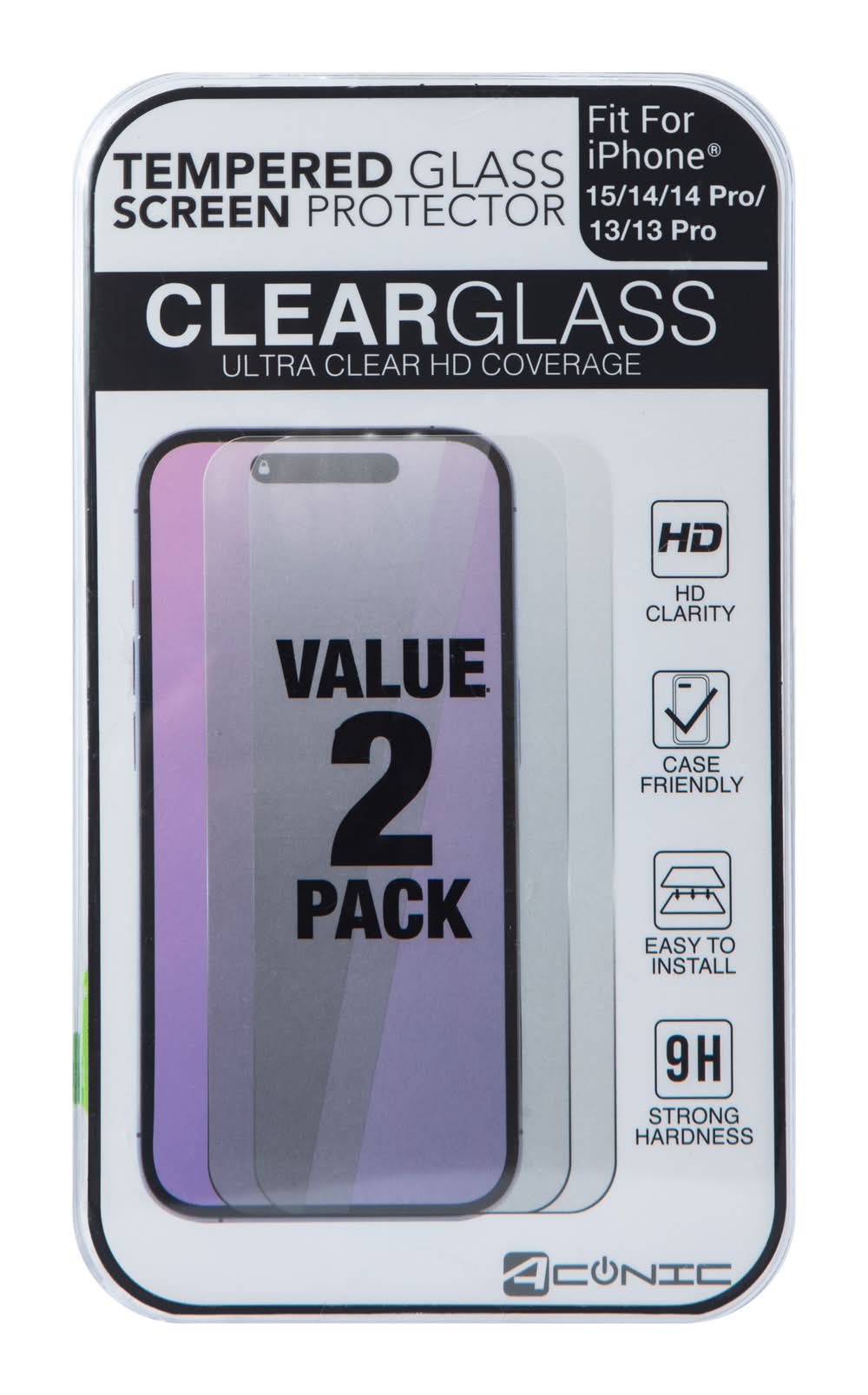 iPhone 15 Pro® Tempered Glass Screen Protector 2-Pack V1