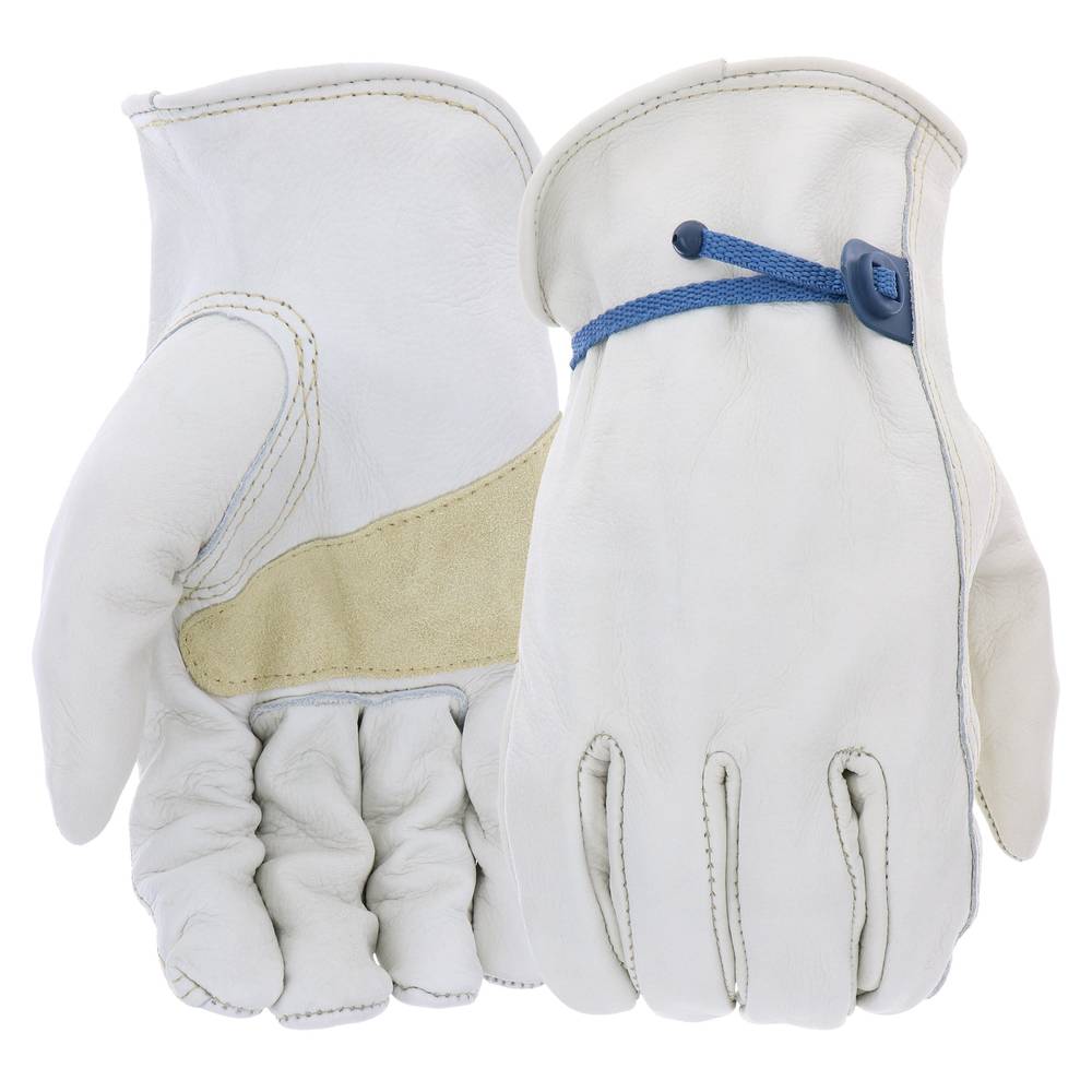 Project Source Medium Off-white Leather Construction Gloves, (1-Pair) | LW84059-M