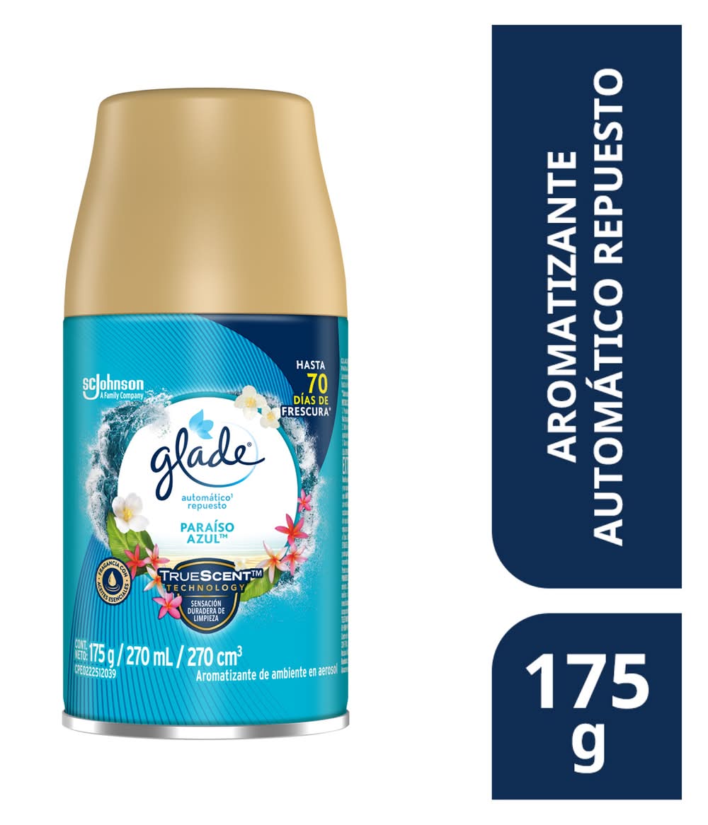 Glade · True scent repuesto de aromatizante automático, paraiso azul (270 ml)