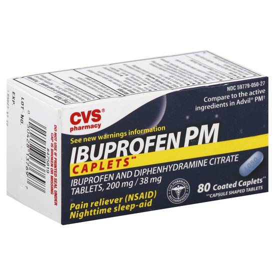 Cvs Ibuprofen Pm Ibuprofen and Diphenhydramine Citrate 200mg/38 mg Pain Relief Coated Tablets