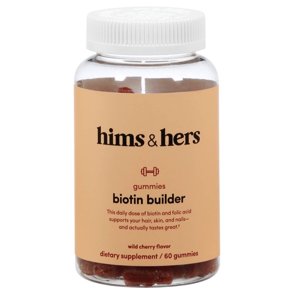 Hims & Hers Wild Cherry Flavor Biotin Builder Gummies (10.23 oz)