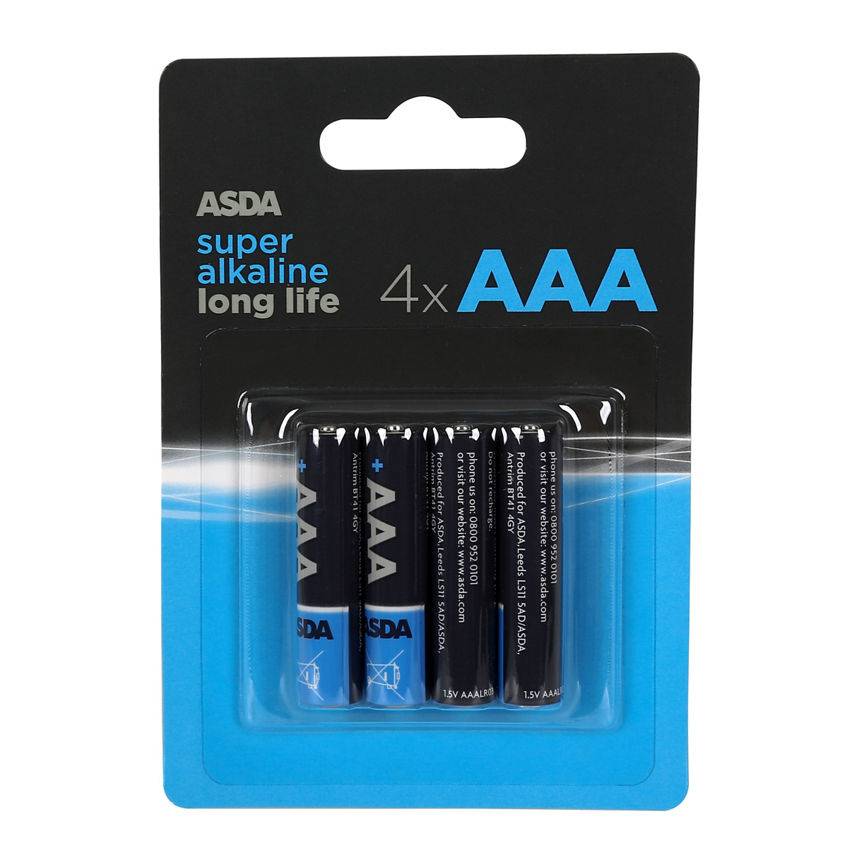 ASDA AAA, Super Alkaline Batteries (4 pack)