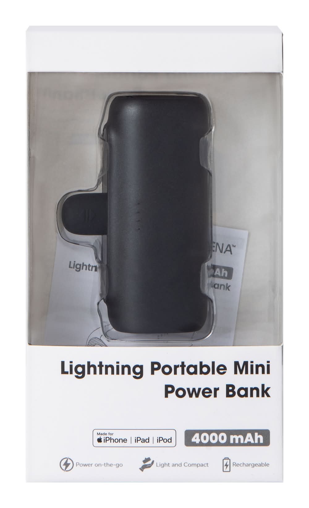 Lightning Portable Mini Power Bank 4000mAh Black