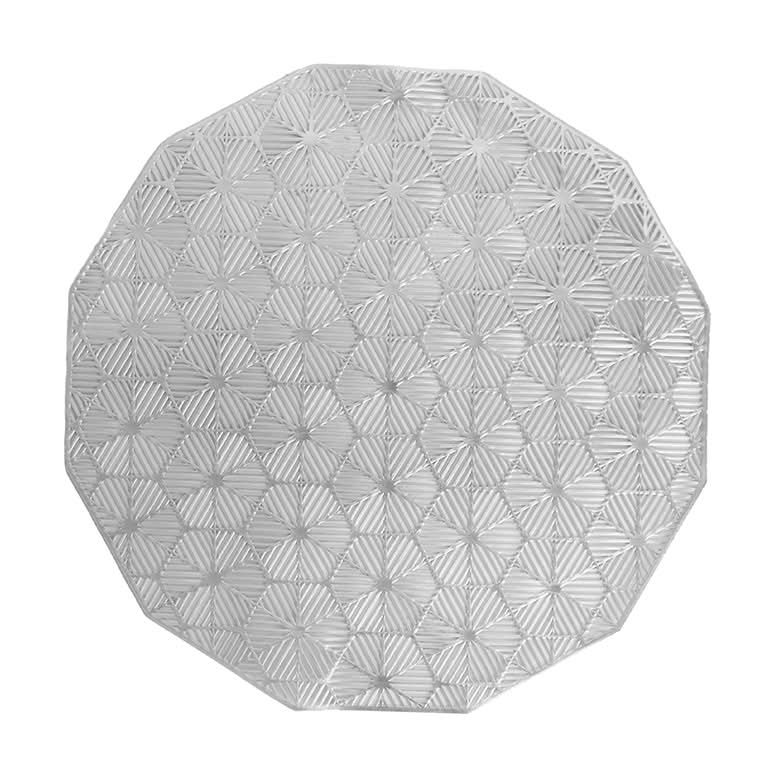 Miniso · Mantel individual sintético tipo tejido, 38x38 cm, plateado