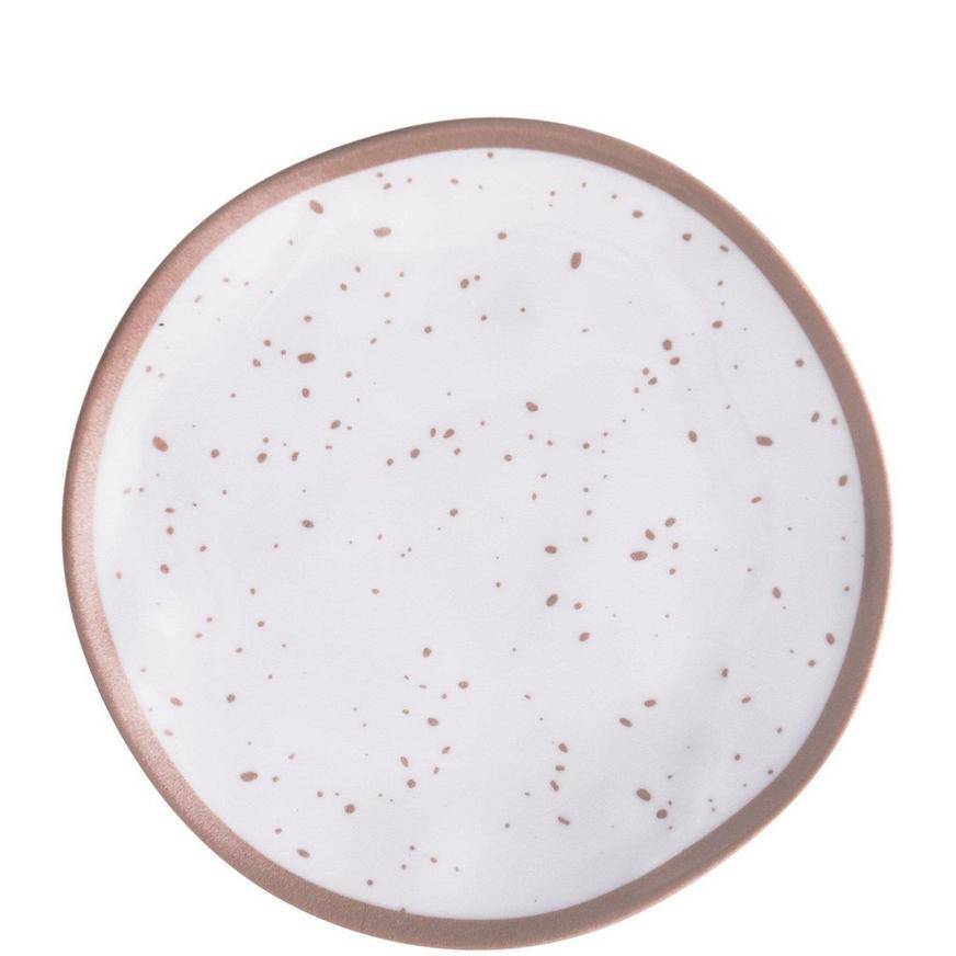 Rose Gold Speckles Melamine Lunch Plate, 8.3in