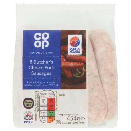 Co-op Outdoor Bred Butchers Choice Pork Sausages (8 pack)