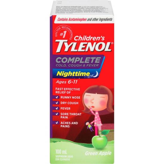 Tylenol Complete Cold Cough & Fever Nighttime Green Apple (100 ml)