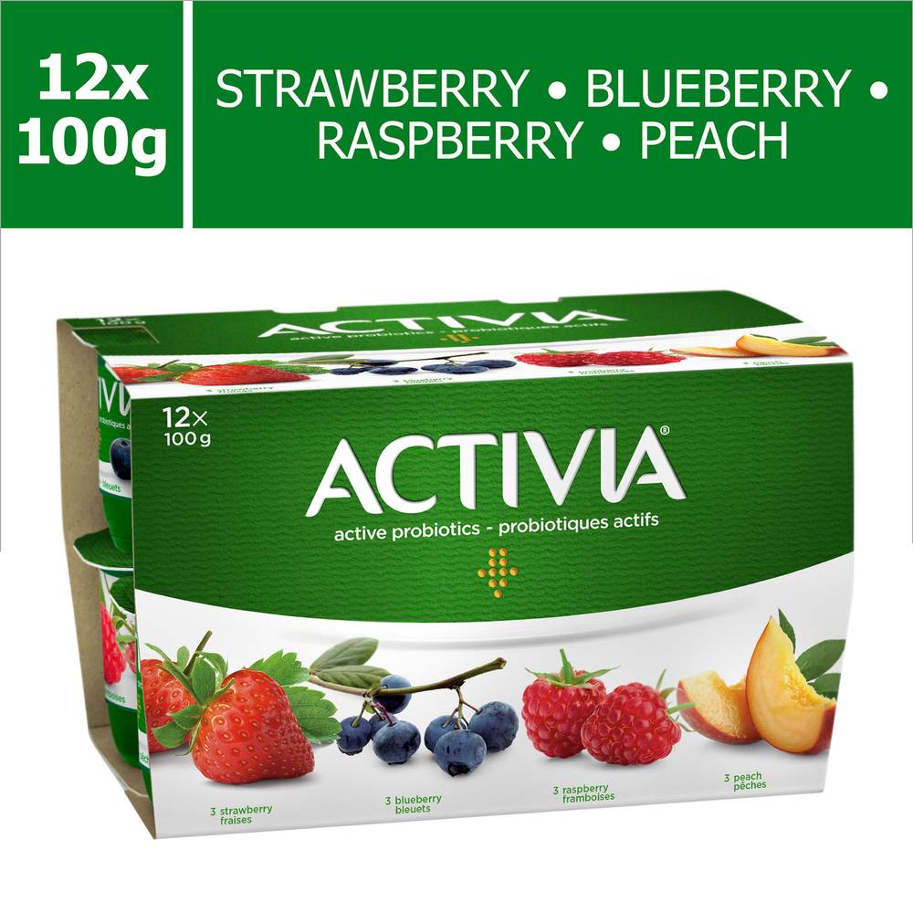 Activia Assorted Flavours Probiotic Yogurt (strawberry, blueberry, raspberry, peach)