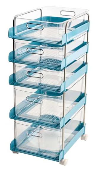 REAL SIMPLE 5-Drawer Acrylic Rolling Cart, Dark Blue