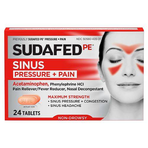 Sudafed Sinus Pressure + Pain Relief Decongestant Tablets - 24.0 ea