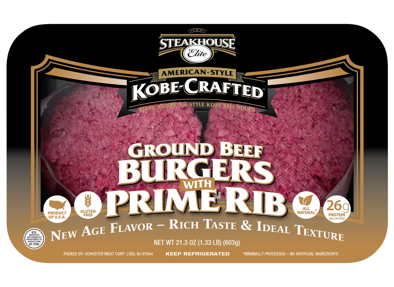 Steakhouse Elite Ground Beef Burgers With Prime Rib (23.43 oz)