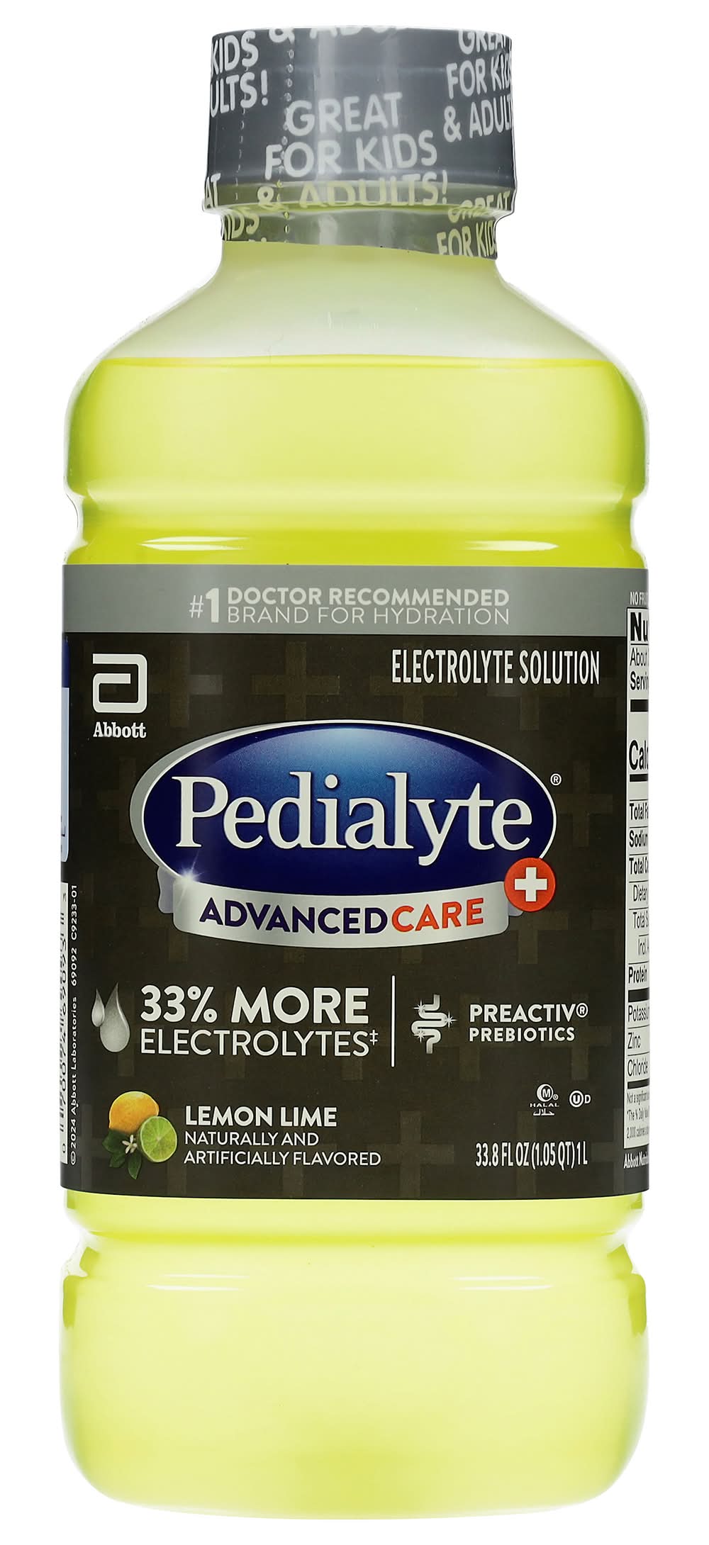Pedialyte Advancedcare Plus Electrolyte Drink, Lemon Lime (1 L)