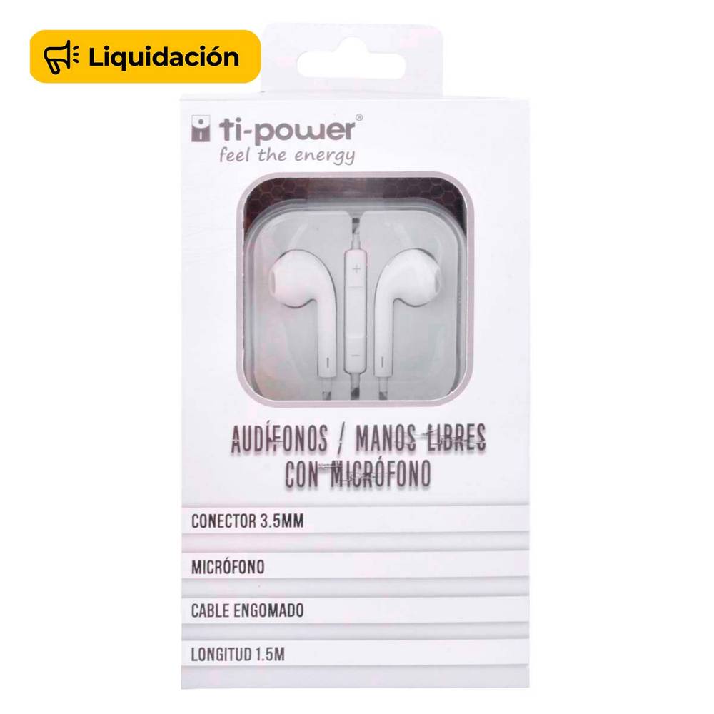 Ti power audífonos básicos color blanco (1 pieza)