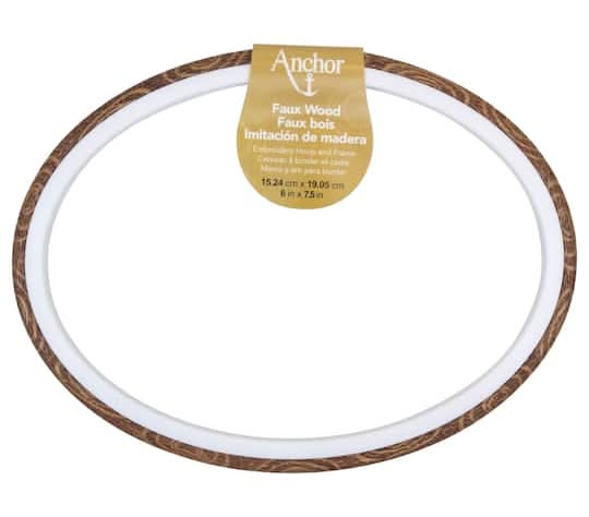 Anchor Faux Wood Oval Embroidery Hoop & Frame, 6x7.5 in