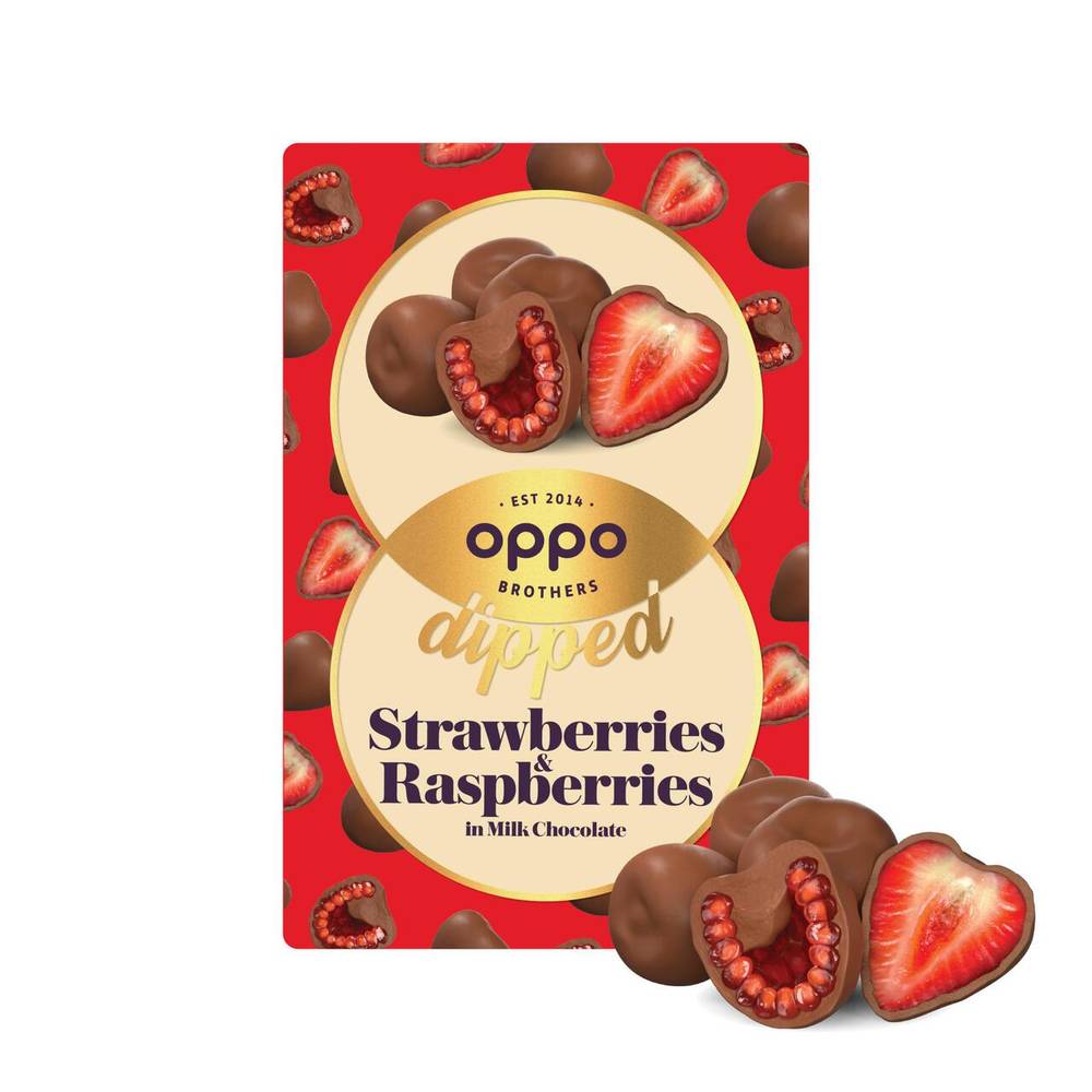 Oppo Brothers Dipped Strawberries and Raspberries in Milk Chocolate (150gr)