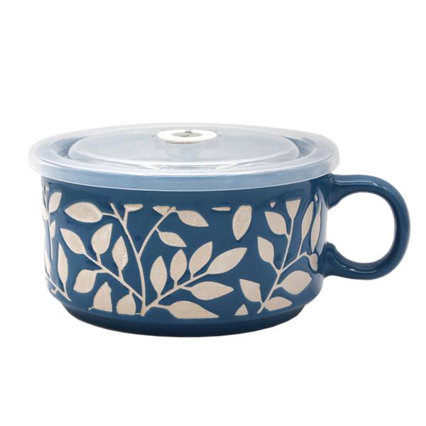 Boston Warehouse 22oz Souper Bowl Soup Mug, Blue & White Pattern
