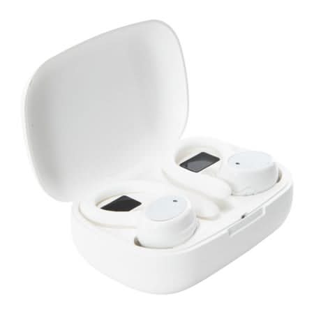 Water-Resistant Bluetooth® LED Earbuds With Microphone & Sport Hooks White