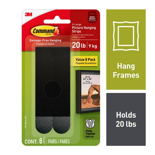 Command Black Picture Hanging Strips Xl Value pack