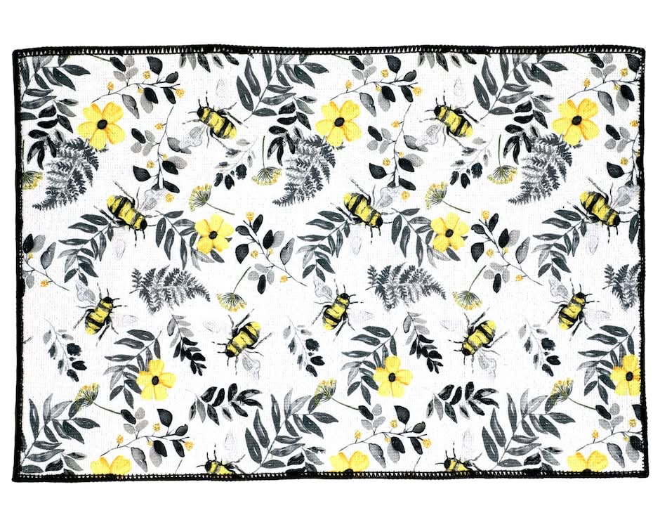 Home Collection Bees Print Dish Drying Mats, 12x18 in