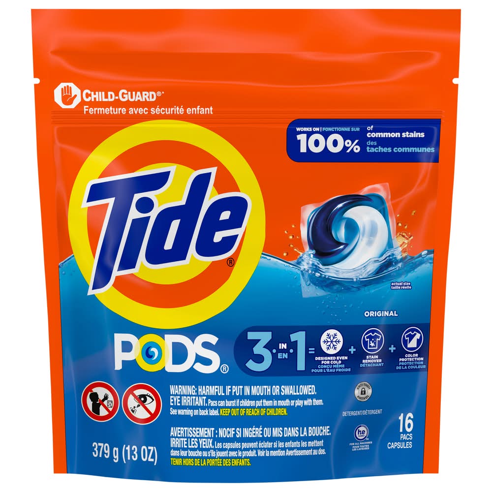 Tide Pods 3 in 1 Laundry Detergent Capsules, Original (13 oz, 16 ct)