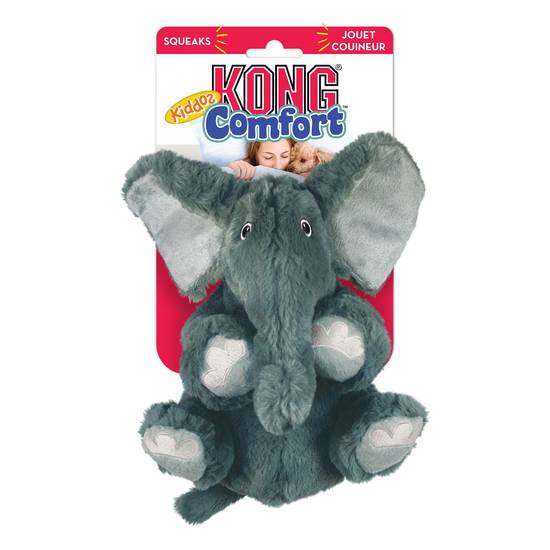 KONG® Kiddos Comfort™ Elephant Dog Toy - Plush, Squeaker (Color: Grey)