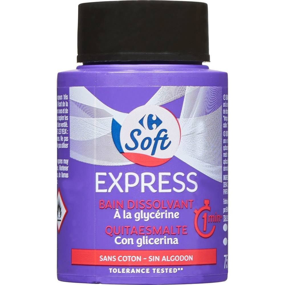 Carrefour Soft - Bain dissolvant à la glycérine sans coton (75 ml)