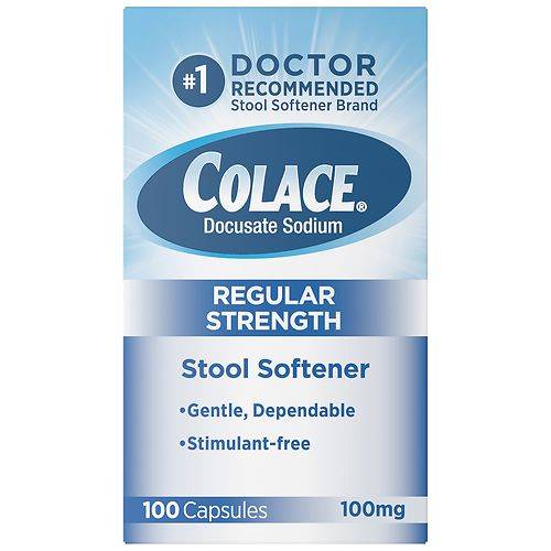 Colace Regular Strength Stool Softener, Docusate Sodium, 100 mg Capsules - 100.0 ea