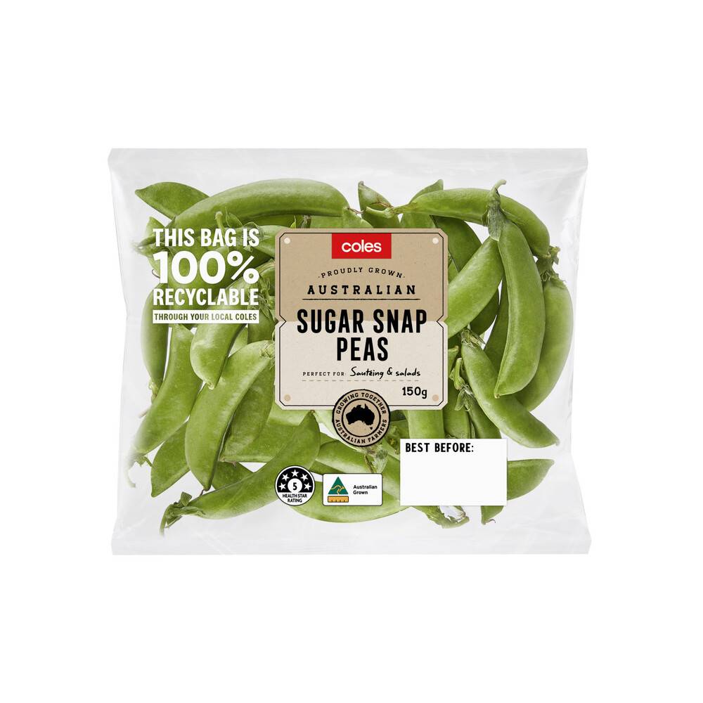 Coles Sugar Snap Peas Medium 150g