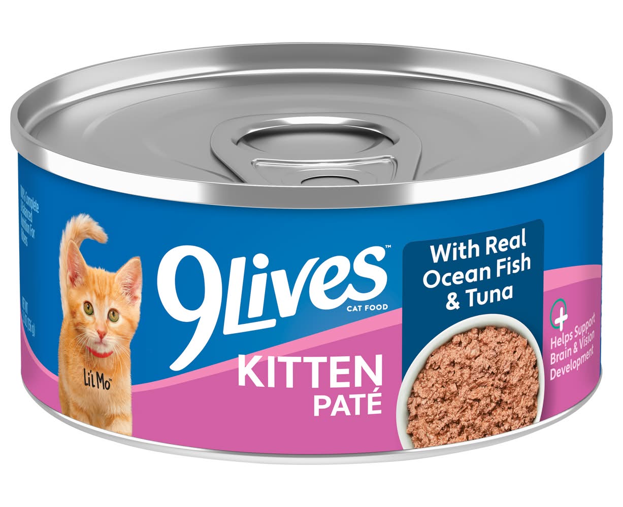 9Lives Kitten Pate Wet Cat Food, Real Ocean Fish & Tuna (5.5 oz)