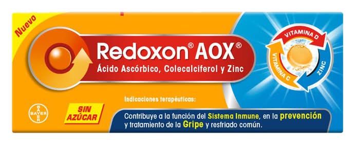 Redoxon · Aox vitamina c + d + zinc tabletas efervescentes 1 gr / 1000 ui / 10 mg, naranja (10 un)