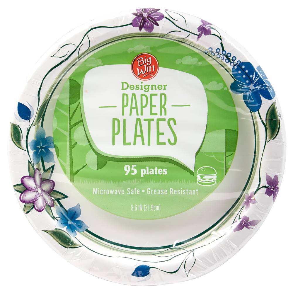 Big Win Simplify Designer Printed Plates, 8.6 in (95 ct)