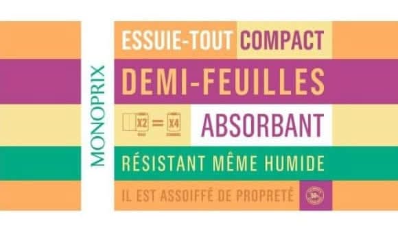 Monoprix Essuie-Tout Compact Demi-Feuilles Absorbant Le Paquet De 4 Rouleaux