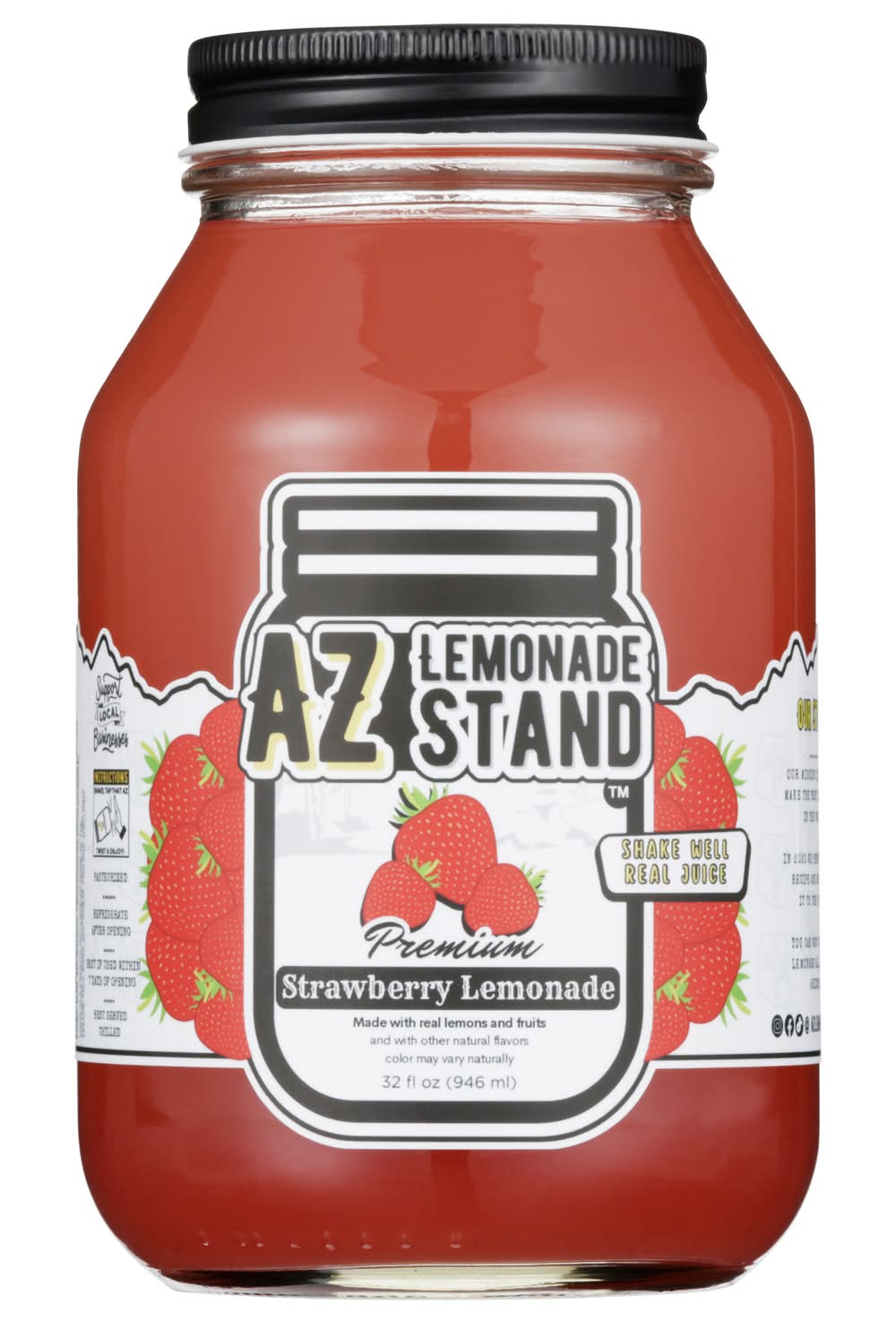 AZ Lemonade Stand Stand Fruit Drink, Lemonade-Strawberry (32 fl oz)