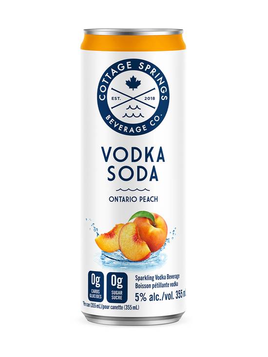 Cottage Springs Ontario Peach Vodka Soda (355 ml)